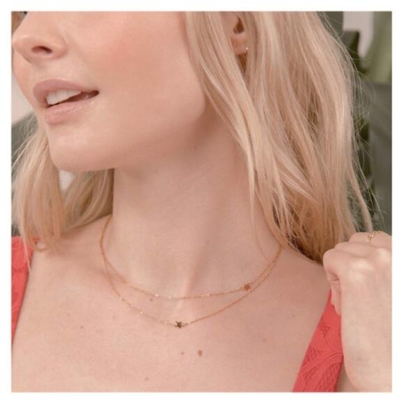 NEW Jennifer Zeuner Double Star Necklace - Gold - Picture 5 of 7